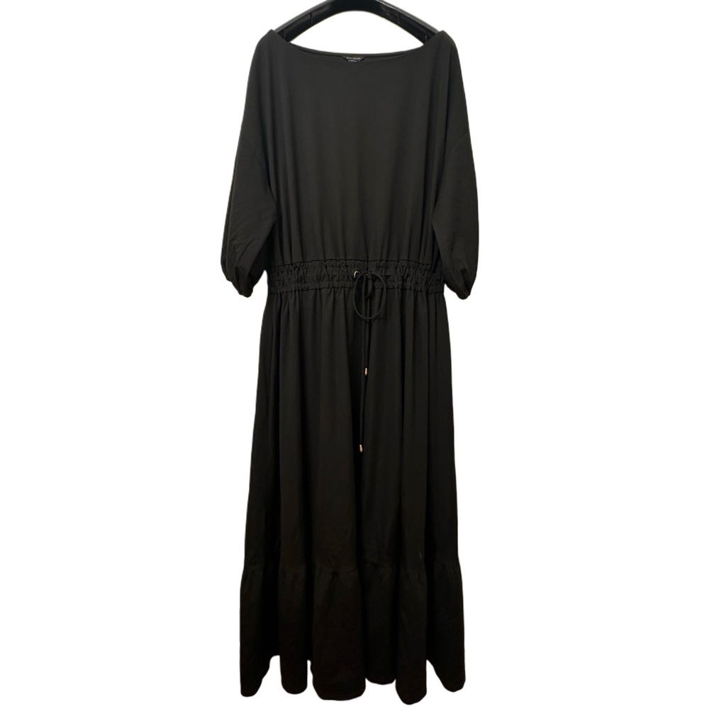 Ann Taylor - Black Puff Sleeve Midi Dress, Size L (NWT)